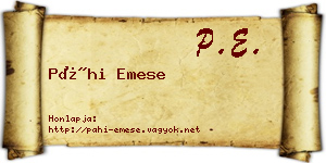 Páhi Emese névjegykártya